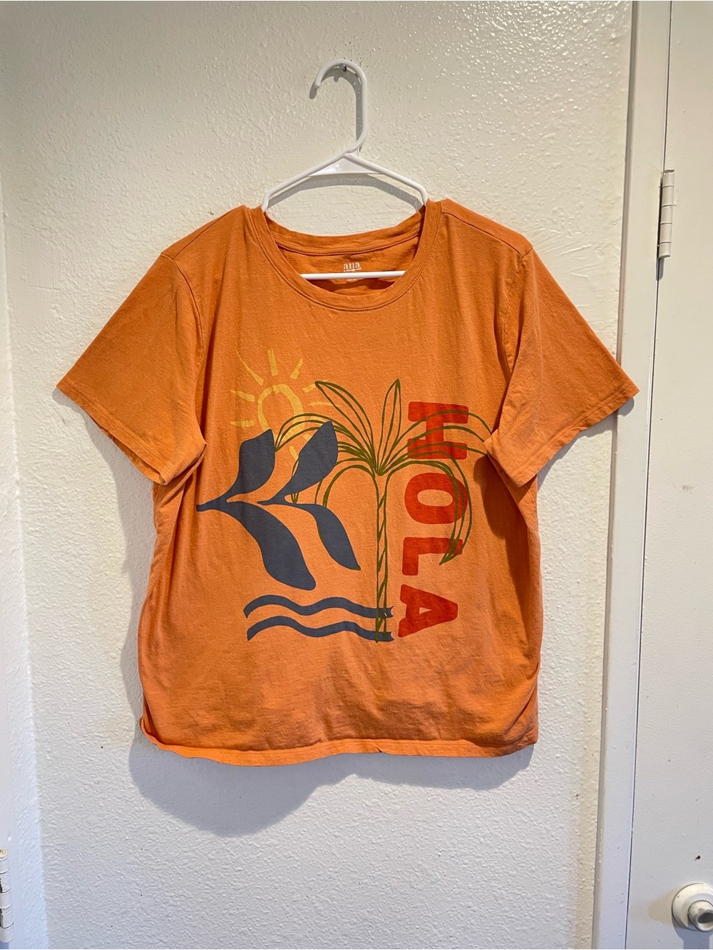 🌴a.n.a Tropical "HOLA" Graphic Tee Orange XXL ☀️